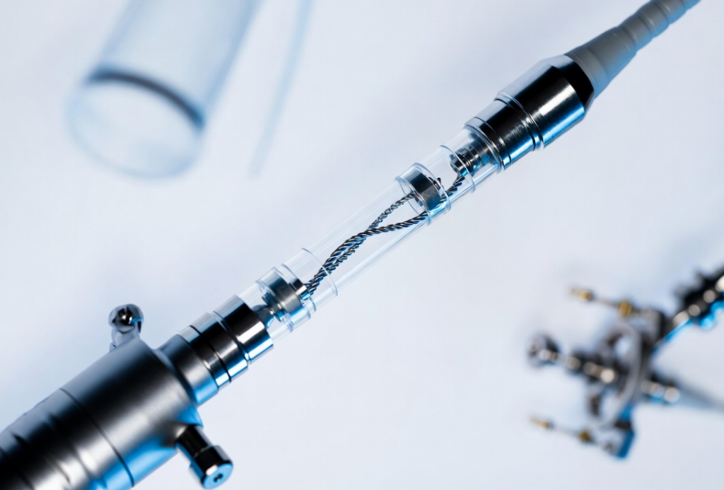 Technical infographic illustrating miniature cable engineered materials: ultra-fine conductor stranding, flexible fluoropolymer insulation systems, durable jackets, and compliance features, emphasizing long-term performance in flexing, sterilization, and harsh conditions for medical devices, robotics, and aerospace